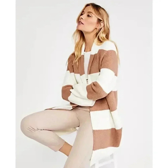 Ann Taylor Knitted Brown White Long Cardigan - Picture 6 of 6